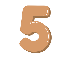 An orange bubbly style number 5